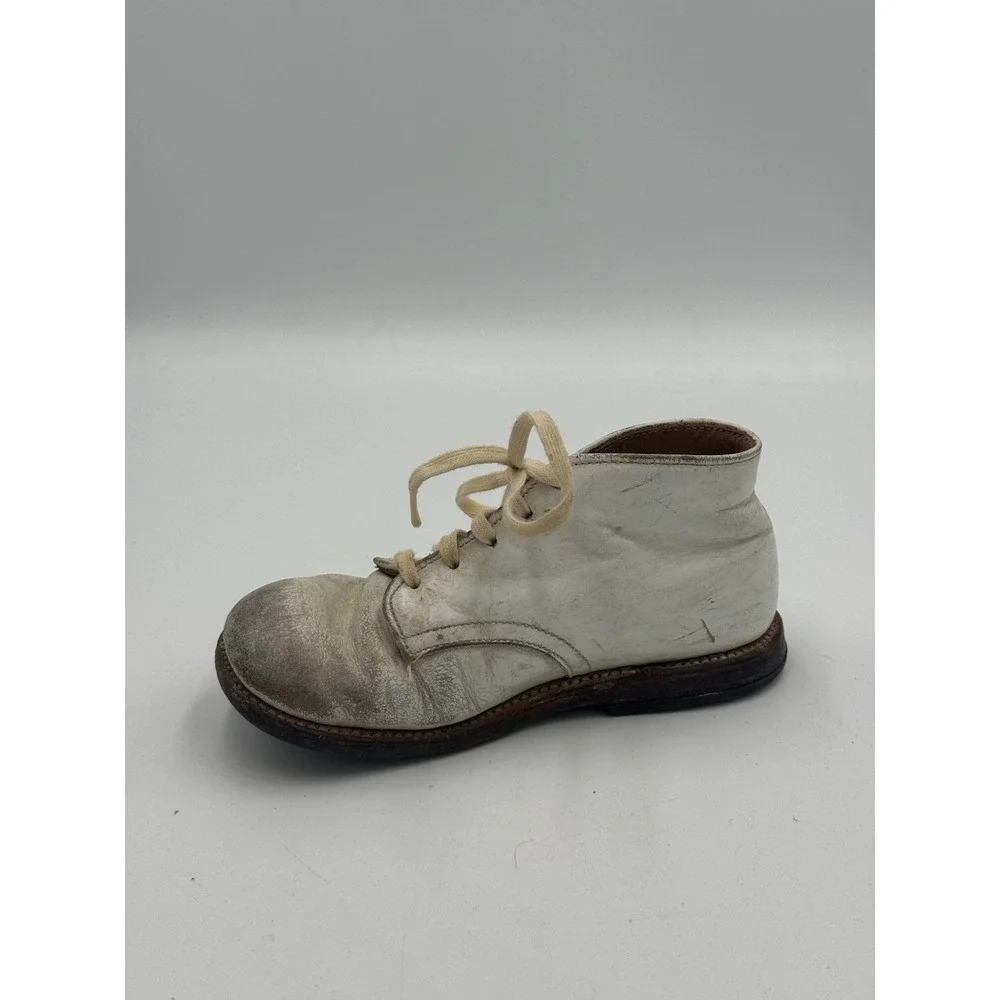 Antique Unisex Infant Toddler Baby Lace Right Shoe Leather Vintage